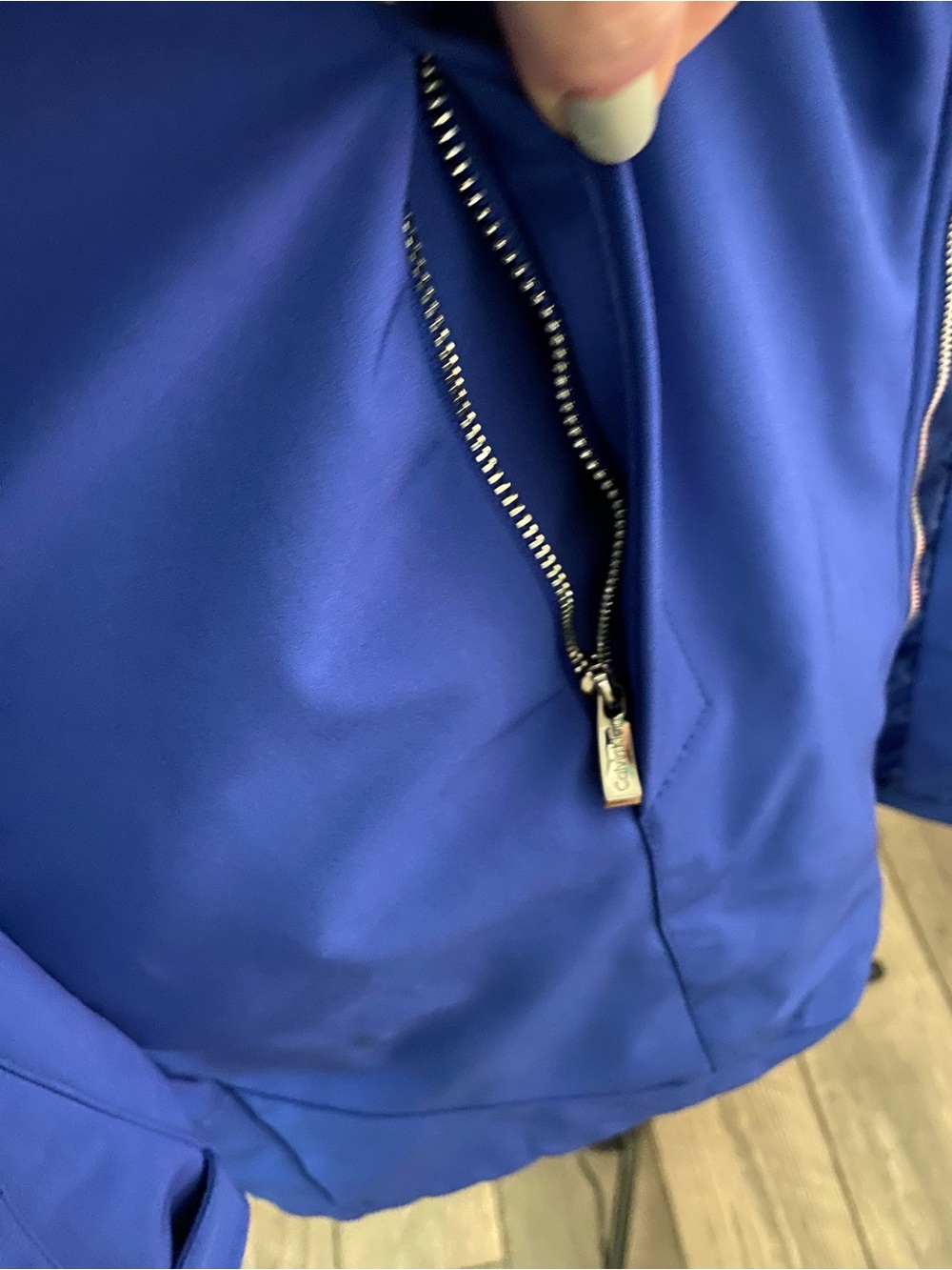 Calvin Klein All Weather Blue Hooded Women's Raincoat - Medium P - Picture 4 of 6